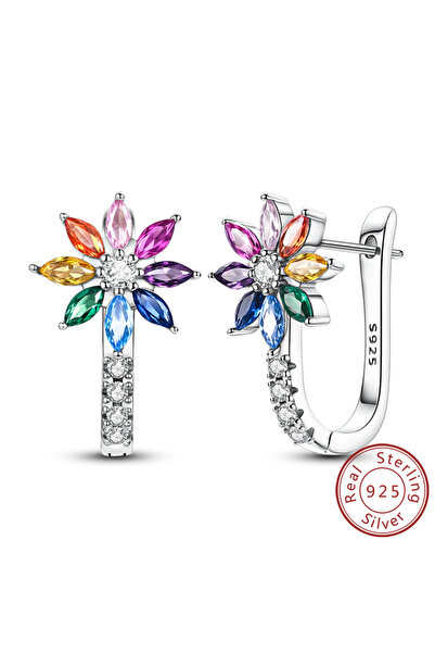 Choice22 KTE307-L 925 Sterling Silver Hoop Earrings Large Round Simple Zircon...