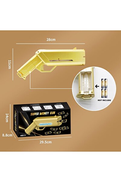 PlayFun Pistol De Banii, Lansator Bancnote Gold Efecte Luminoase lansat - Juc...