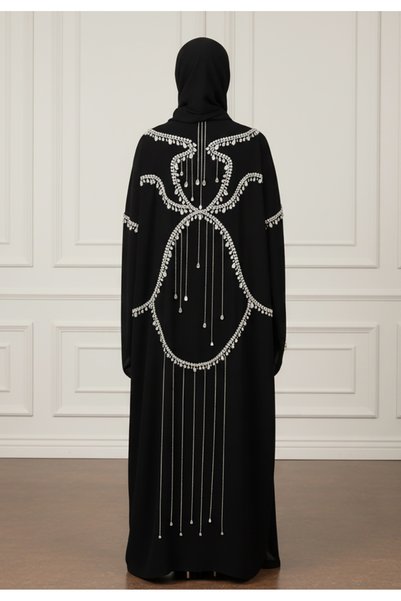 Nukhbaa Beaded Cape Abaya |Crepe Fabric