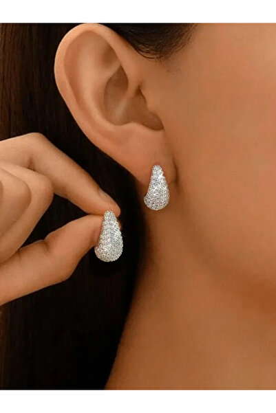 Choice Silver 925 Sterling Silver Classic Simplicity Full Zircon Water Drop E...