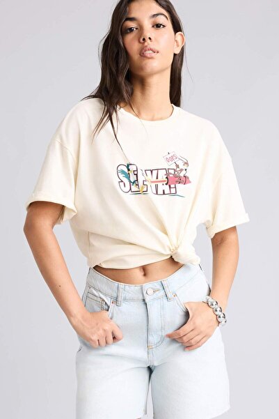 DeFacto Looney Tunes Licensed Oversized Crew Neck Back Print Short Sleeve T-S...