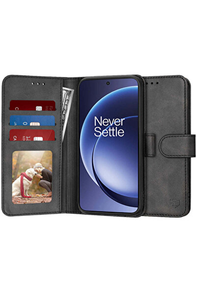 Techsuit Husă pentru OnePlus 15R, tip agendă, negru - negru