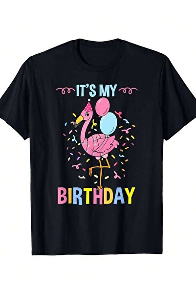 NOURAM تي شيرت It's My Birthday Flamingo - قميص كاجوال ناعم وقابل للتنفس برقب...