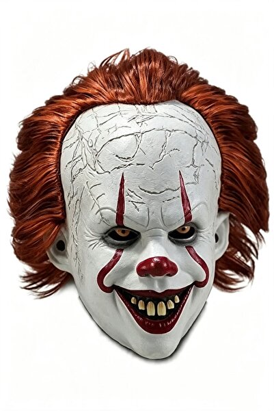 HI-FINE Pennywise IT Horror Latex Mask With Red Wig, LED Light‑Up Eyes, Adult...