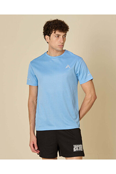 REDTAG Men Blue Printed Active T-Shirt