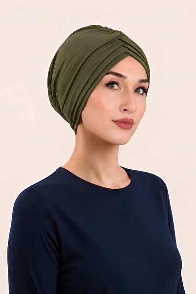 Jusmart Khaki Cross 3-Stripes Hijab Cap ◆   Anti-Slip Design ◆   Daily and Lo...