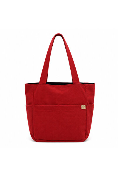 RONASBAG Red Large Volume Multi-Pocket Tote Bag