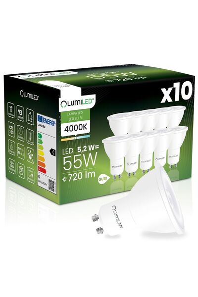 Lumiled 10x Bec LED GU10 Spot PAR16 5.2W = 55W 720LM 4000K Neutru 38 °