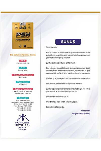 Paragrafı Sevdiren Hoca ile 8. Sınıf Paragraf Soru Bankası Hamza Kaya Bağlam Temelli Sorular