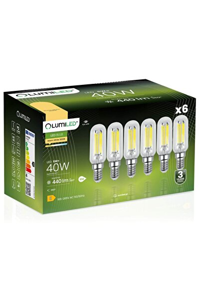 Lumiled 6x Bec LED E14 Edison ST26 4W = 40W 440lm 3000K Cald 360 °   FILAMENT