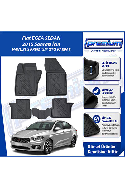 Premium Fiat Egea Sedan Paspas Araca Özel 2015 Sonrası Derin Havuzlu Oto Paspas