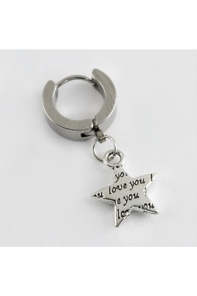 ZERO LAND Nhr-Hlss Star Steel Men's Earring (145535) 1 Piece-Black
