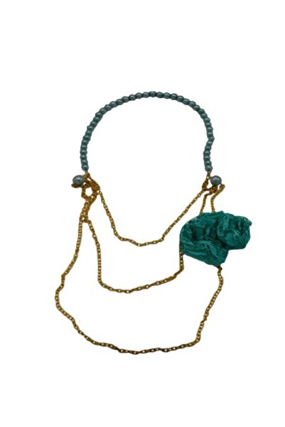 OEM Colier fashion,lant auriu cu margele si design cu franjuri roz,floare ver...