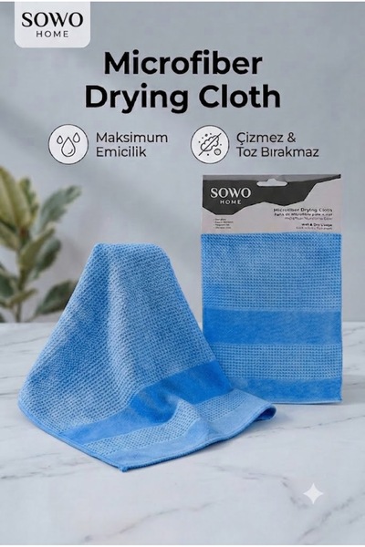 Mikrofiber Kurulama Bezi ,Büyük boy 40x60 cm Çok Amaçlı Temizlik Bezi Cam Mutfak Banyo Bezi MAVİ
