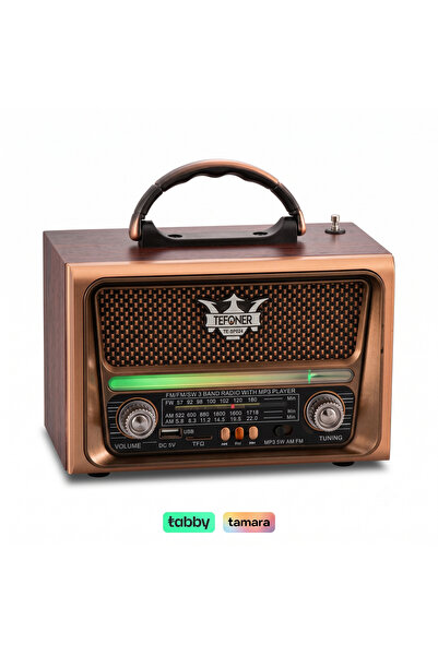 TEFONER راديو TE-SP024 محمول بتصميم كلاسيكي يدعم AM/FM/SW مع مشغل MP3 ومنفذ U...
