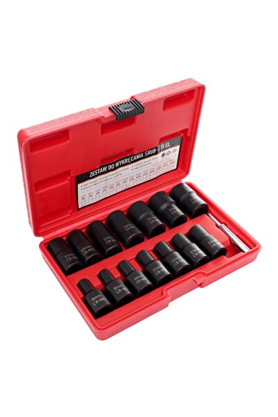 Kraft Trusa chei tubulare pentru suruburi 1/2" 6-23mm, 15 piese,