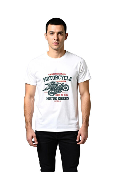 PayBuy Men's Vintage Motorcycle Printed T-Shirt 100% Cotton Relaxed Fit Casua...