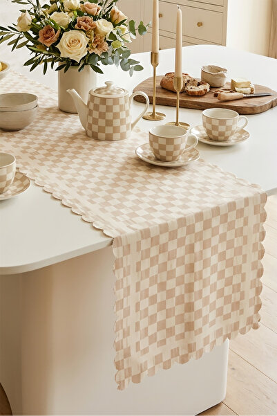 Decomia Home Modern Checkerboard Patterned Digital Print Runner Decorative Ta...