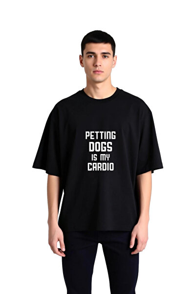 PayBuy Petting Dogs Is My Cardio Printed Men's Oversize T-Shirt