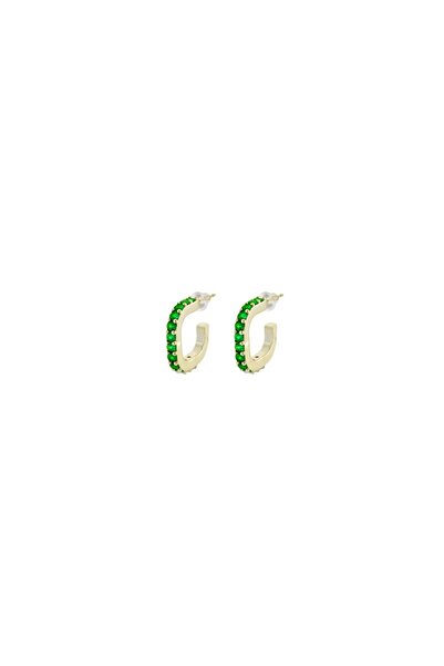 OXETTE Cercei creole placate cu aur de 18K cu zirconiu verde Palm Beach