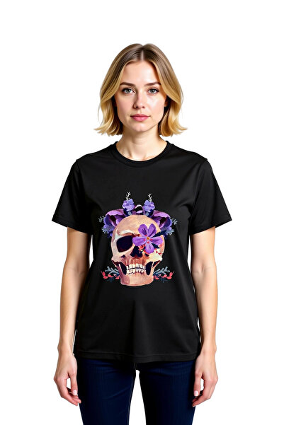 PayBuy Tricou pentru femei cu imprimeu Skeleton Purple Floral Crown