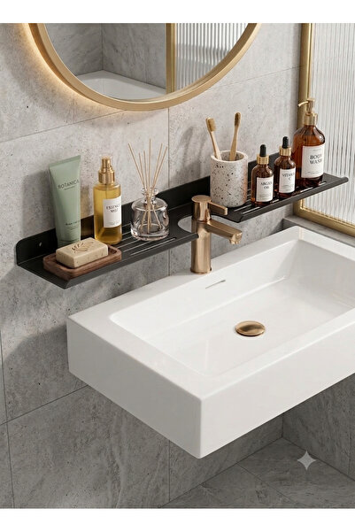 EVA METAL TASARIM Çok Amaçlı Lavabo Üzeri Düzenleyici, Banyo Rafı, Raf 60 Cm