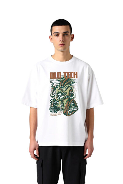 PayBuy Men's Oversize T-Shirt Retro Technology Print Digital Printed Nostalgi...