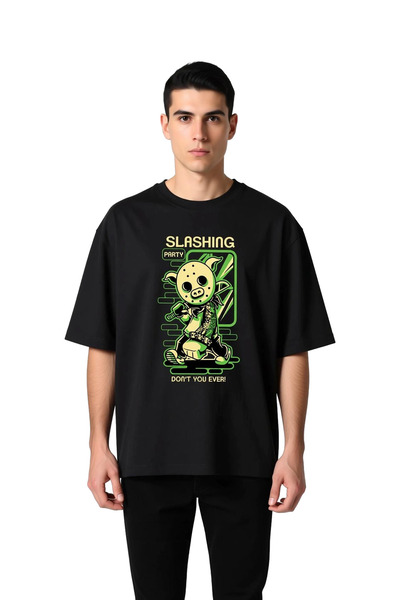 PayBuy Men's Oversize Printed T-Shirt with Party Culture Character and Slogan...
