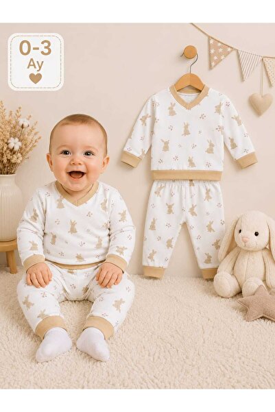 Ravencia Baby Boy Patterned Cotton 2-Piece Top and Bottom Set 0-3 Months