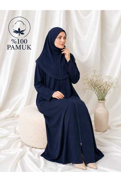Defkay 100% Cotton Fabric Hijab Zipper Women's Prayer Dress