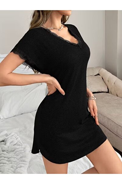 Generic Brand Women's Short Sleeve V-Neck Short Viscose Nightgown
