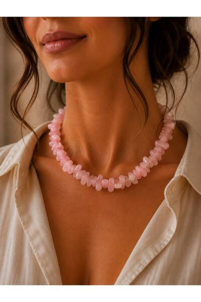 BIJUTERI Pebble Stone Model Bead Necklace