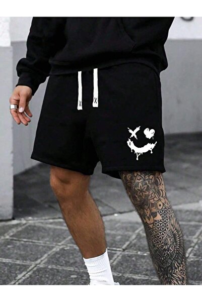 bellanova Unisex Oversize Relaxed Fit Special Design Printed Shorts