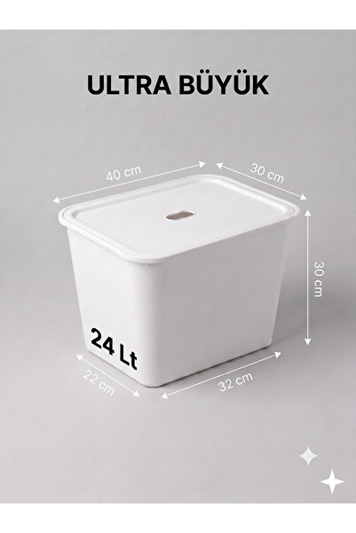 decosense Beyaz Kapaklı Ultra Büyük 24 Litre 40x30x30 cm Polipropilen Plastik...