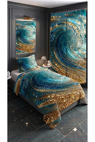 Elmas Dizayn 280*240 Cm. Special Design Single Bedding Set with Background Cu...