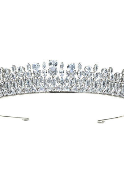 VeeShop Tiara eleganta Snowdrops, model ingust cu cristale si flori