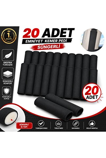 mutlu oto aksesuar 20 Adet Sade KemerEmniyet Kemer Pedi Muayeneden Geçer Servis Araçları İçin