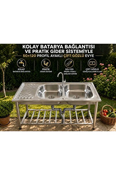 Ekosan 50 x 120 Seyyar Bahçe Evyesi