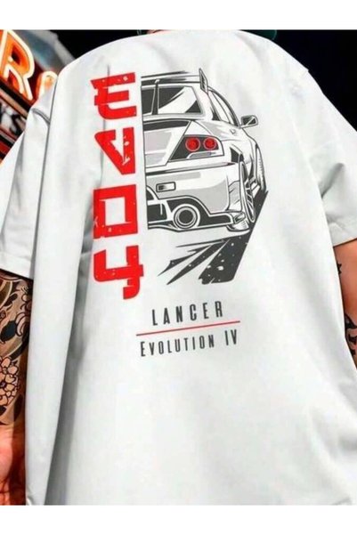 21JNRY طباعة صيفية مضحكة - تي شيرت Lancer Evolution IV مع EVO4، تي شيرت رجالي...