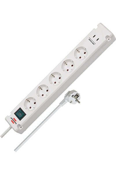 Brennenstuhl Prelungitor Bremounta cu 5 prize, 2 x USB-C, 3m, Buton Pornit/Op...