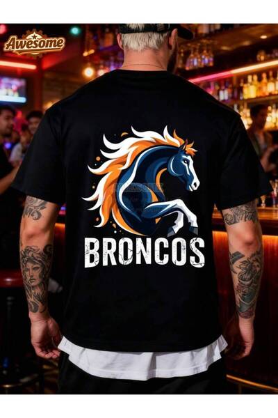 26LIK Christmas Men's Short Sleeve T-Shirt Broncos Horse Graphic Tee Gifts Fu...