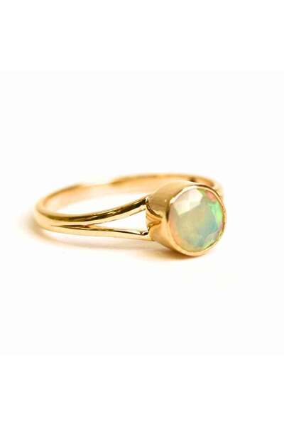 craftmystic Inel Argint 925 placat cu aur 18K cu Opal Etiopian fatetat - Lumi...