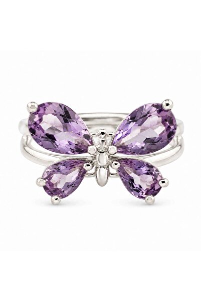 craftmystic Ρυθμιζόμενο Δαχτυλίδι Ασημένιο 925 με Φυσικό Αμέθυστο Φακίτη Πετα...
