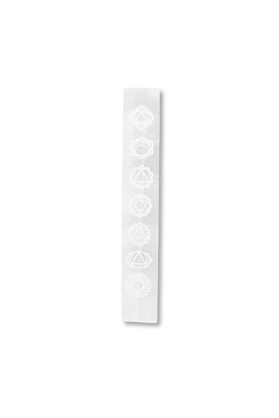 craftmystic Bagheta de Selenit 15x2.5 cm cu Semnele Chakrelor - Curatare si I...