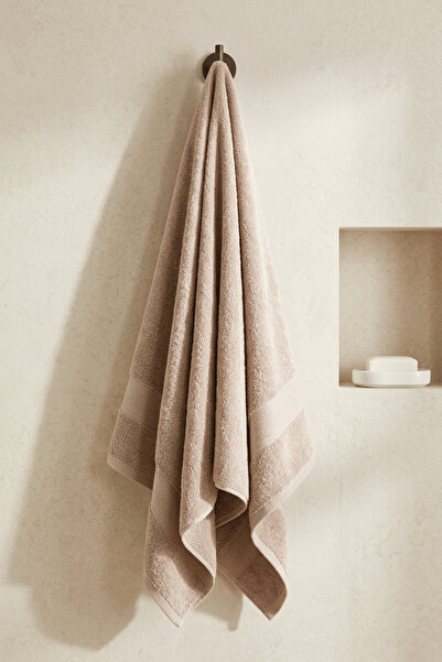 Menderes Home La Notte Solid Colors Bath Towel Light Beige 90X145 cm