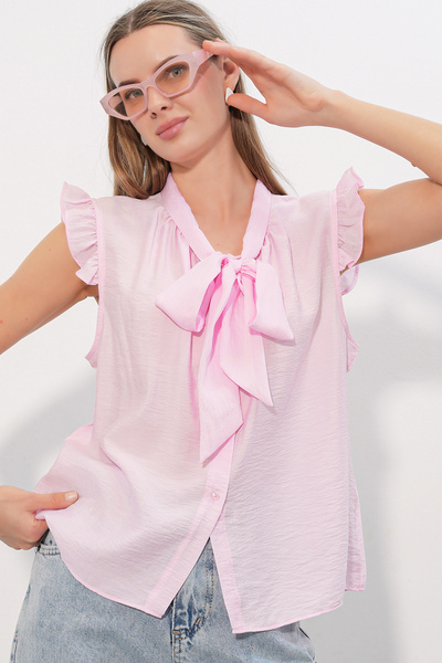 Bigdart Women's Collared Sleeveless Shirt 40038 - Pink