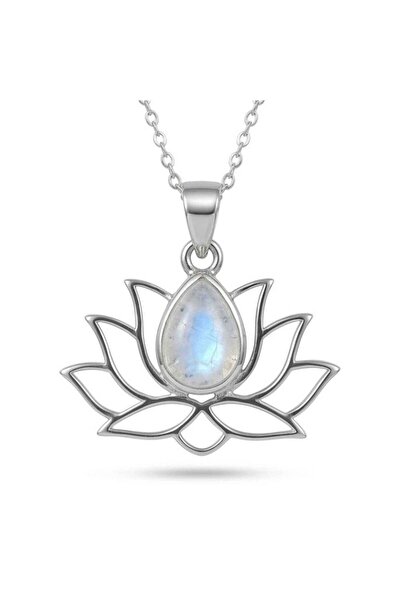 craftmystic Colier Argint 925 cu Piatra Lunii Floare de Lotus - Renastere si ...