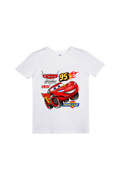 EZ Design Simsek Mcqueen Baskılı beyaz Çocuk Tshirt