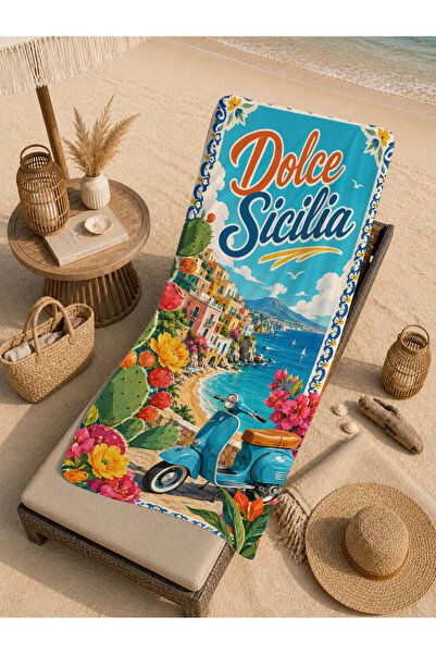 Evmila Vintage Dolce Sicilia skuter peškir sa uzorkom 70x150 - digitalno štam...