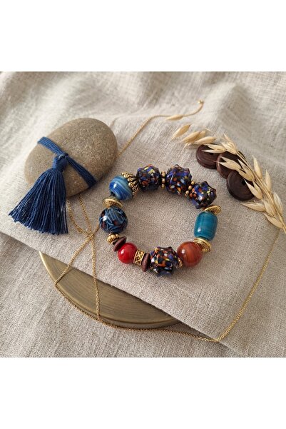 azra takı tasarım Handmade Bohemian Elastic Multi-Colored Women's Bracelet